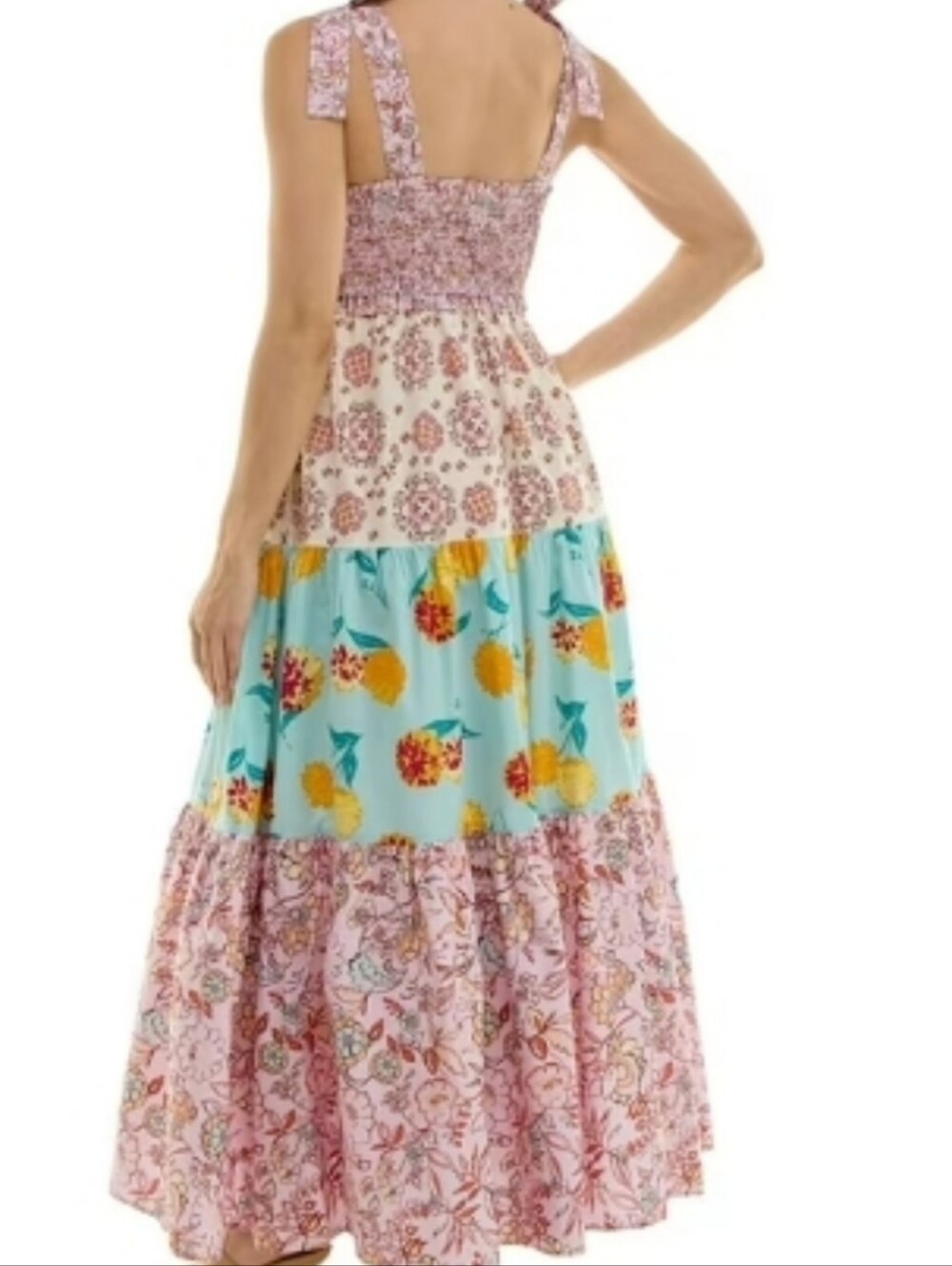NANETTE LEPORE PLAY 100% COTTON LRG TIERED MAXI SMOCKED ADJ STRAPS FLORAL BOWS - Picture 11 of 11